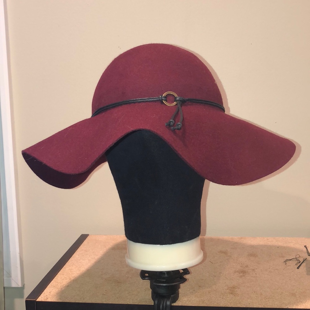 burgundy floppy sun hat
